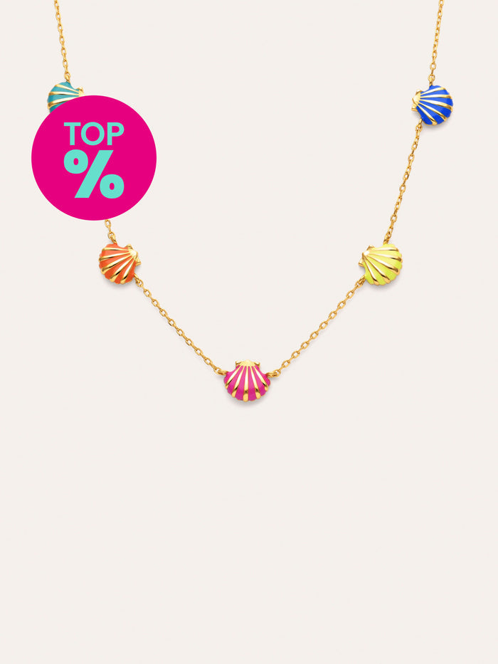 Collar Conchas Enamel Baño Oro