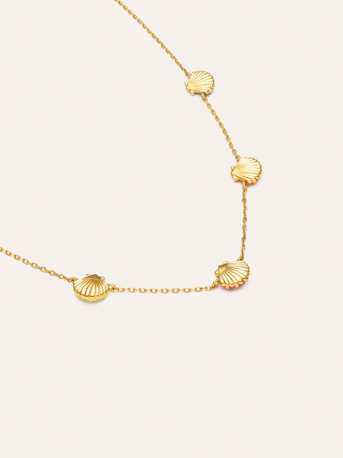 Collar Conchas Enamel Baño Oro