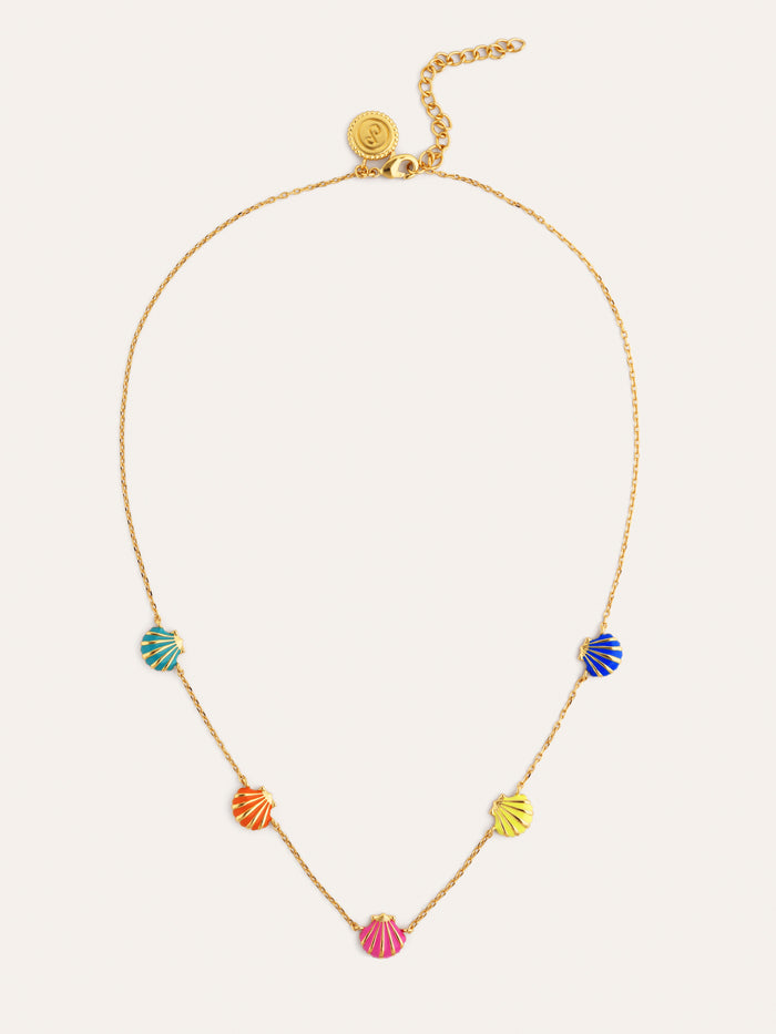 Collar Conchas Enamel Baño Oro
