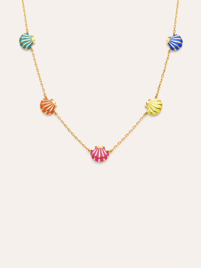 Collar Conchas Enamel Baño Oro