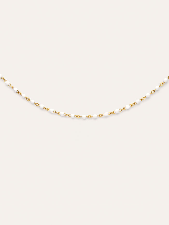 Collar Dots Enamel Blanco Acero Baño Oro
