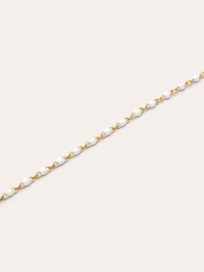 Collar Dots Enamel Blanco Acero Baño Oro