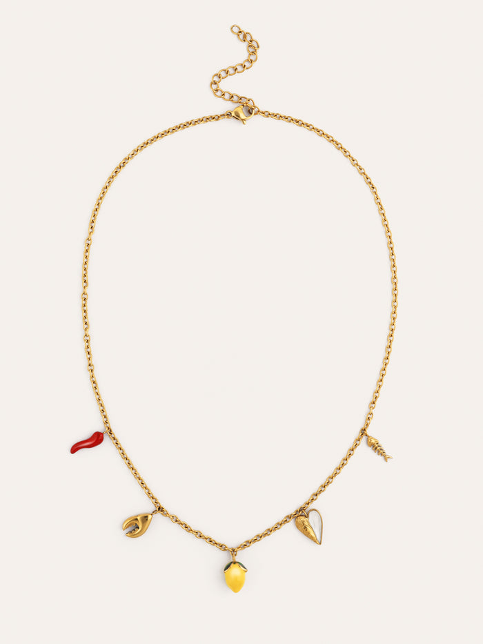 Collar Multicharm Aperitivo Marino Acero Baño Oro
