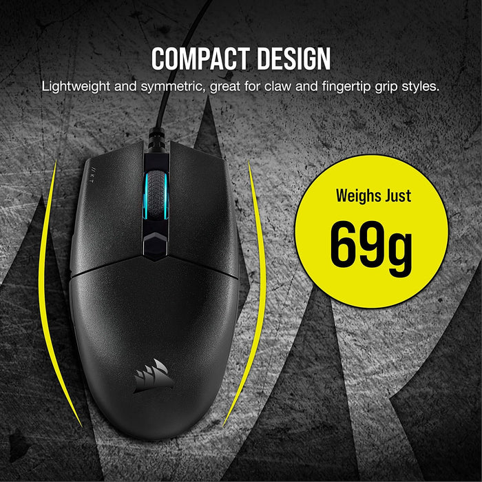 Corsair Katar Pro Ultra-Light Optical USB Gaming Mouse with Backlit RGB LED, 12400 DPI (Black)