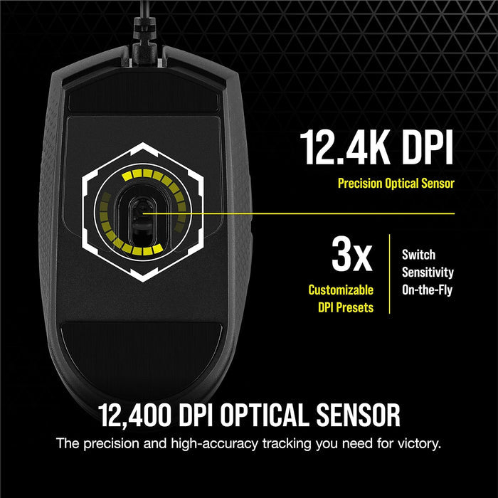 Corsair Katar Pro Ultra-Light Optical USB Gaming Mouse with Backlit RGB LED, 12400 DPI (Black)