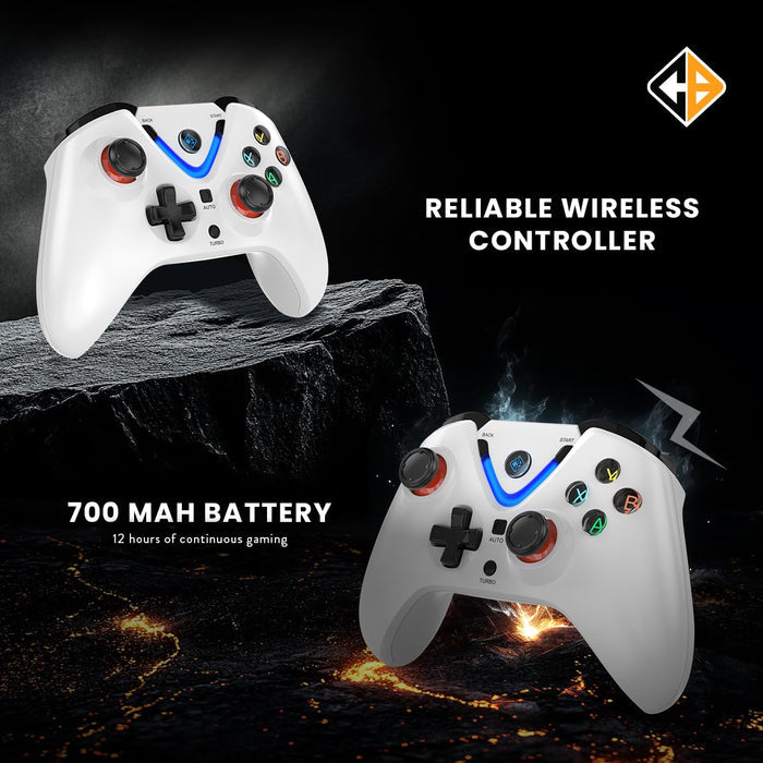 Cosmic Byte ARES Wireless Controller for PC, Magnetic Triggers, Accurate Joysticks, Dual Vibration, Backit LED Buttons, USB Extension Cable (White) - Unboxify