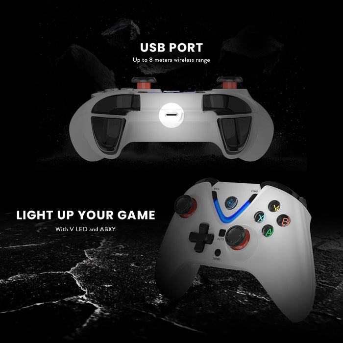 Cosmic Byte ARES Wireless Controller for PC, Magnetic Triggers, Accurate Joysticks, Dual Vibration, Backit LED Buttons, USB Extension Cable (White) - Unboxify