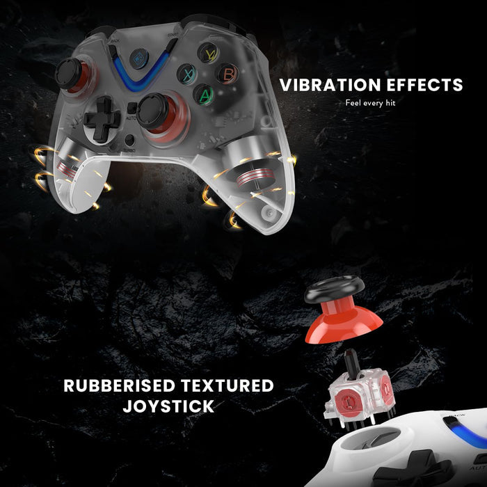 Cosmic Byte ARES Wireless Controller for PC, Magnetic Triggers, Accurate Joysticks, Dual Vibration, Backit LED Buttons, USB Extension Cable (White) - Unboxify