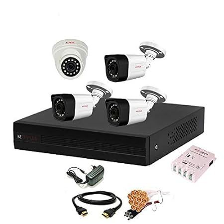 CP Plus 4 Channel HD DVR 1080p, Outdoor Camera 2.4 MP 3Pcs, Indoor Camera 2. MP Combo Set