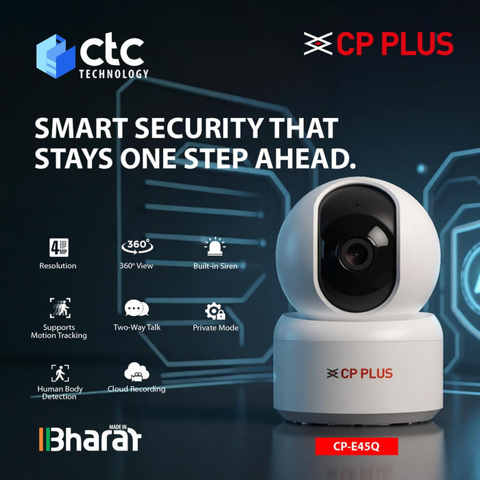 CP PLUS 4MP Quad HD Smart Wi-Fi CCTV Camera for Home CP-E45Q - Unboxify