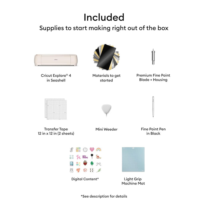 Cricut Explore 4 - Smart Cutting Machine (Seashell) | Digital Content Bundle - Includes Images in Design Space App