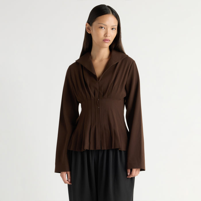 Czarina Hook-and-Eye Pleated Blouse