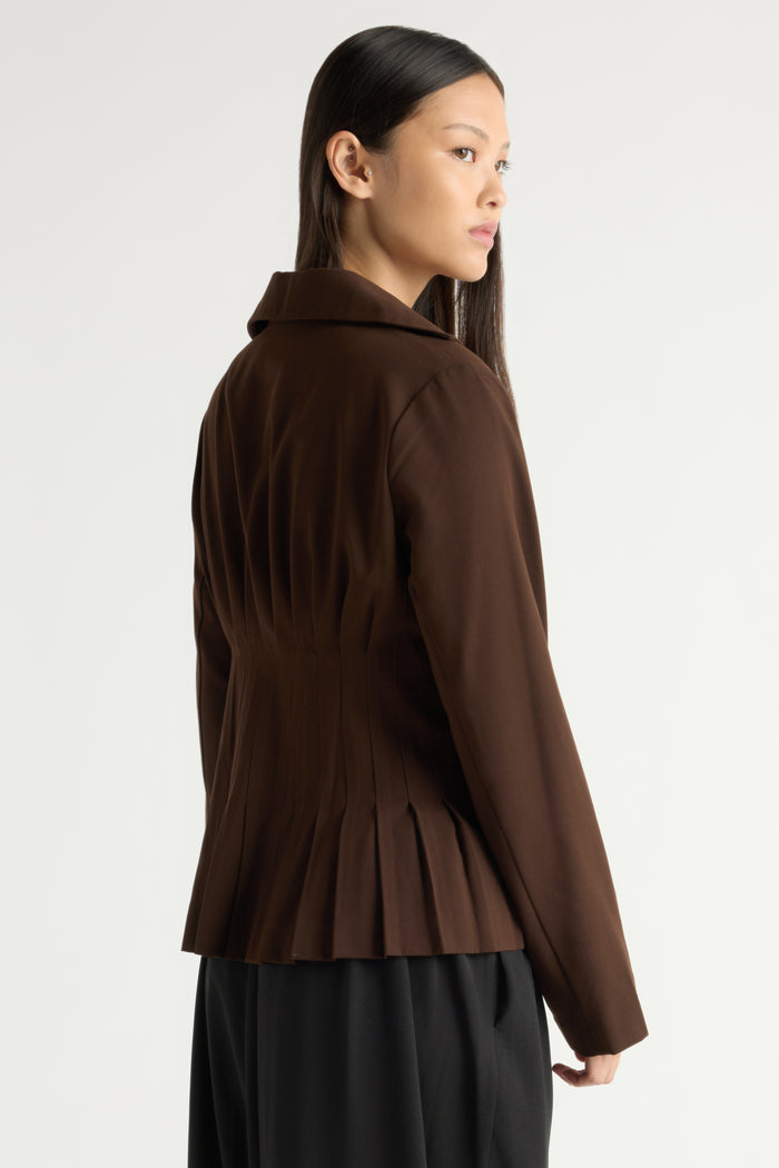 May-Li | Czarina Hook-and-Eye Pleated Blouse in Size Small