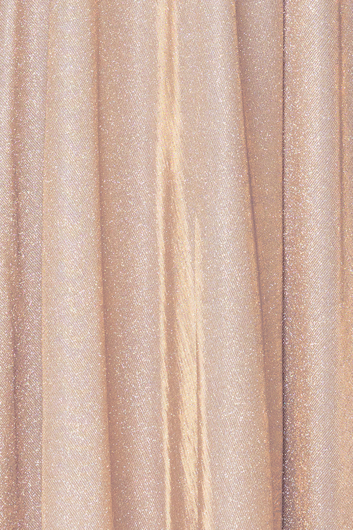 Blush/Silver “Dawn” Galaxy Knit V-Neck Dress, metallic galaxy knit fabric detail