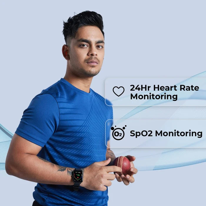 DEFY Space fit 1.54'' HD Display with Real time Temperature Sensor and SPO2 Smartwatch (Blue Strap, Free Size)