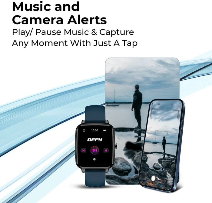 DEFY Space fit 1.54'' HD Display with Real time Temperature Sensor and SPO2 Smartwatch (Blue Strap, Free Size)