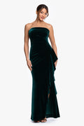 Hunter “Dillon” Stretch Velvet Strapless Dress, front view