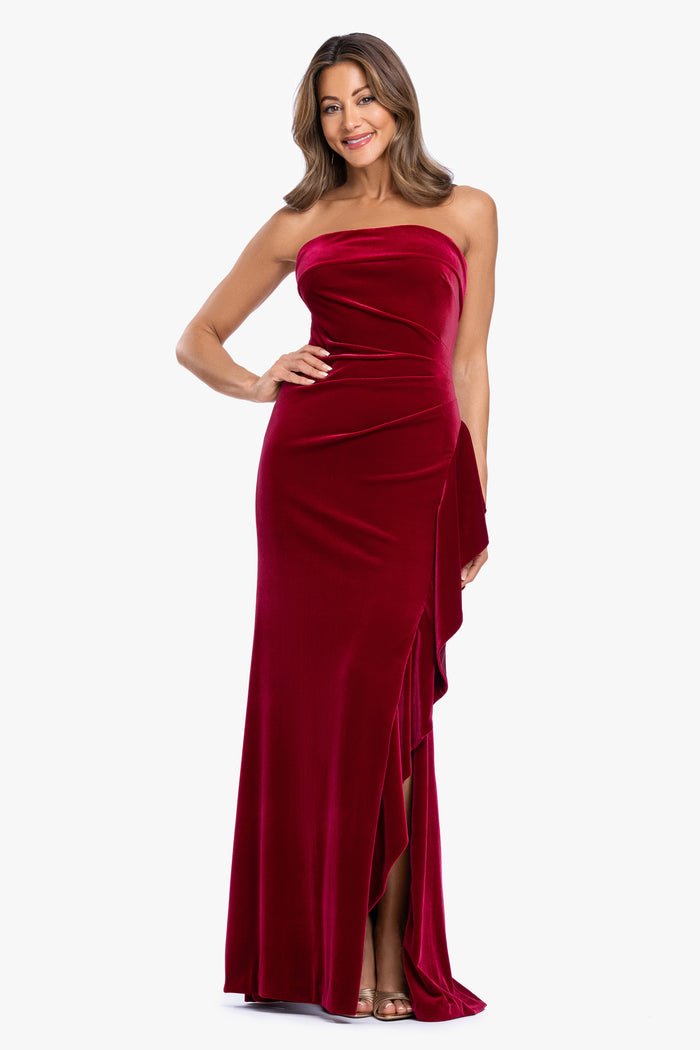 "Dillon" Stretch Velvet Strapless Dress
