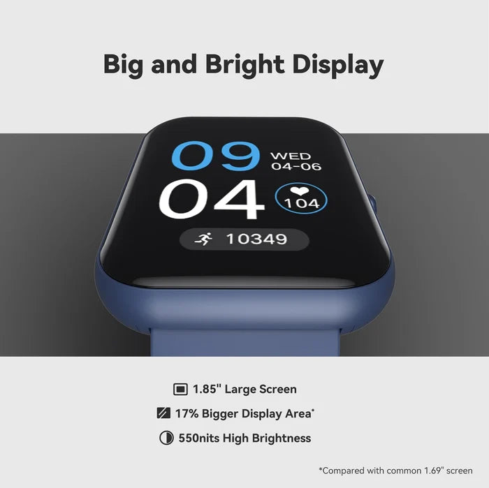 DIZO Watch D Plus with 1.85inch,550nits display&14 day battery (Blue Strap, Free Size)