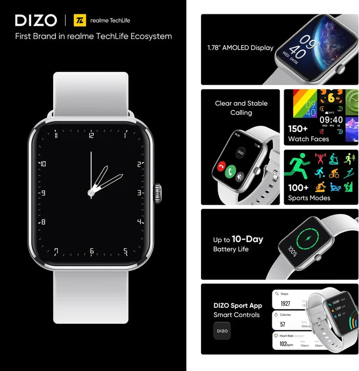 DIZO WATCH D ULTRA 1.78 AMOLED WITH CALLING (Grey Strap, Regular)