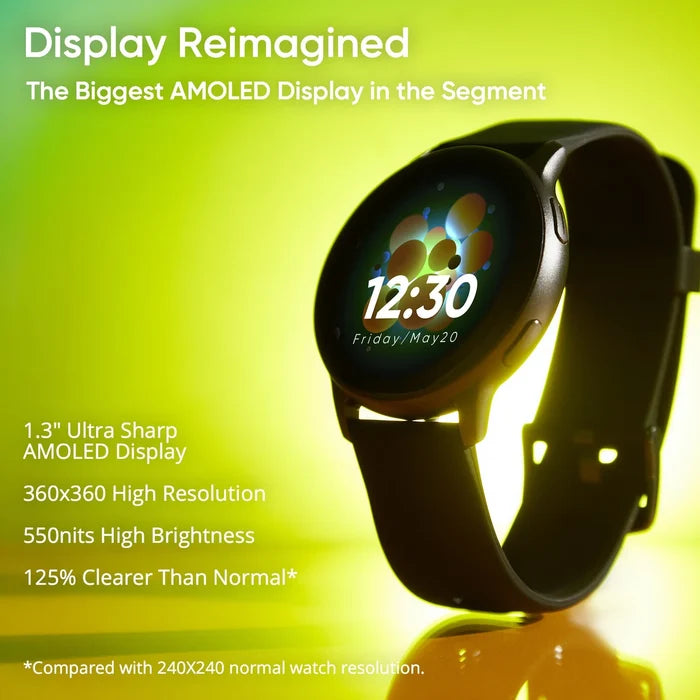 DIZO Watch R AMOLED with 45 mm Dial Size (Matte Black Strap, Free Size)