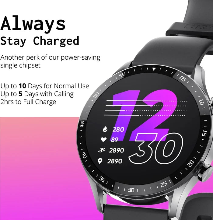 DIZO Watch R Talk, Amoled Display with Calling & 10 days battery (Black Strap, Free Size)