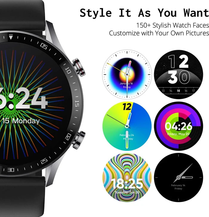 DIZO Watch R Talk, Amoled Display with Calling & 10 days battery (Black Strap, Free Size)