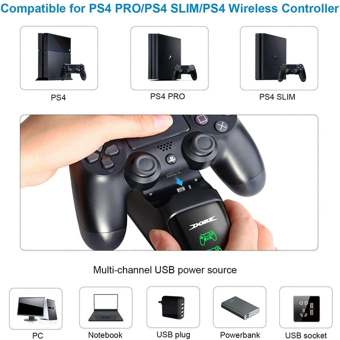 Dobe New World Ps4 Controller Charging Dock With Cable (Black), USB - Unboxify