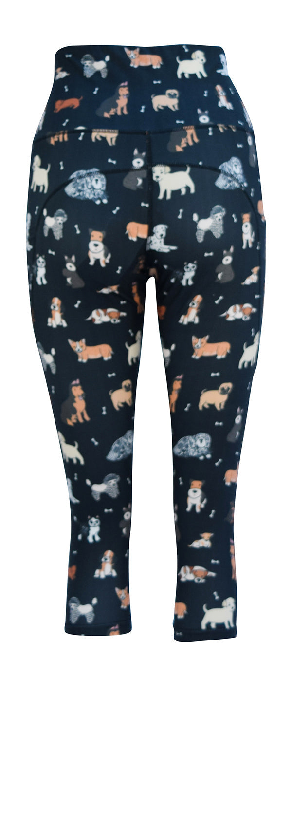 Doggy Daydream + Pockets leggings with dog print on charcoal background and deep side pockets