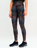 Colorful heart doodle print high-waisted gym leggings with side pockets and breathable four-way stretch fabric.