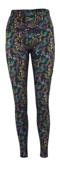 Black Dragon Fantasia leggings with floral design and deep side pockets