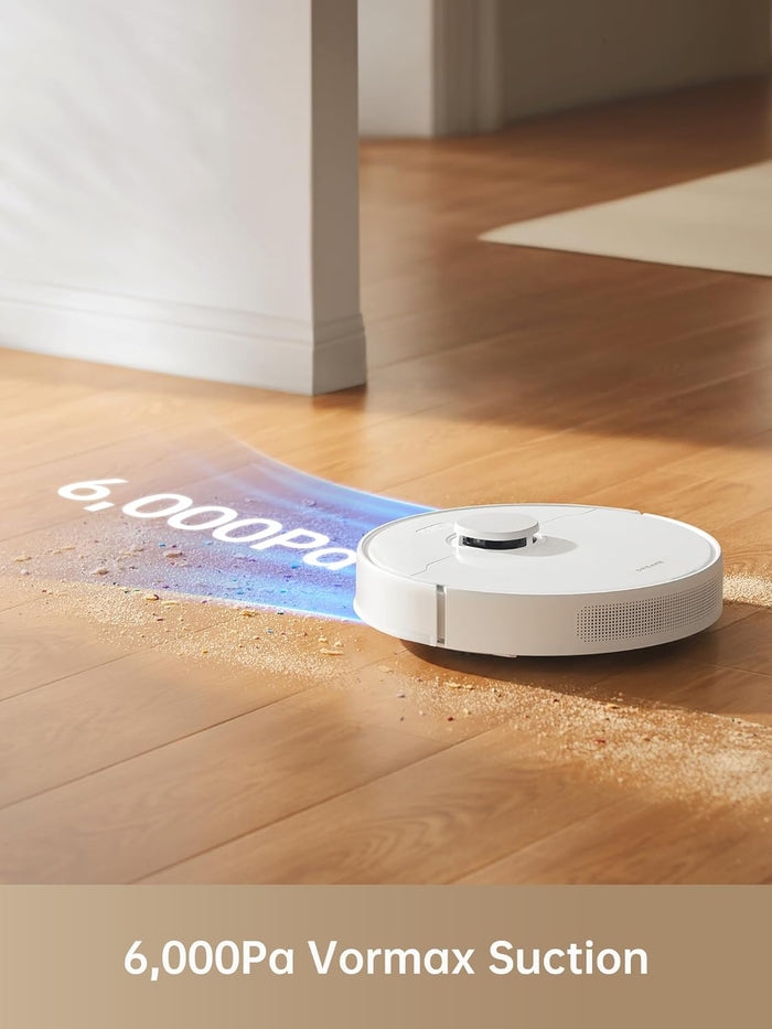 DREAME D10 Plus Gen 2 Robot Vacuum Cleaner with Automatic Dust Emptying, Stores up to 90 Days of Dust, LiDAR Navigation, 6000 Pa Suction Power for Carpets and Pet Hair, 285-Minute Battery, White - Unboxify