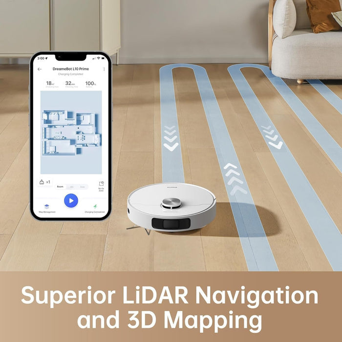 DREAME L10 Prime Robot Vacuum Cleaner with 7mm Mop Lift, Self-Cleaning Mop, LDS Navigation, 4000Pa Suction, 3D Mapping, WiFi/APP/Alexa - Unboxify