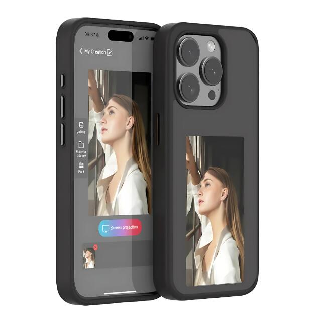 Funda de iPhone con pantalla e-ink personalizable