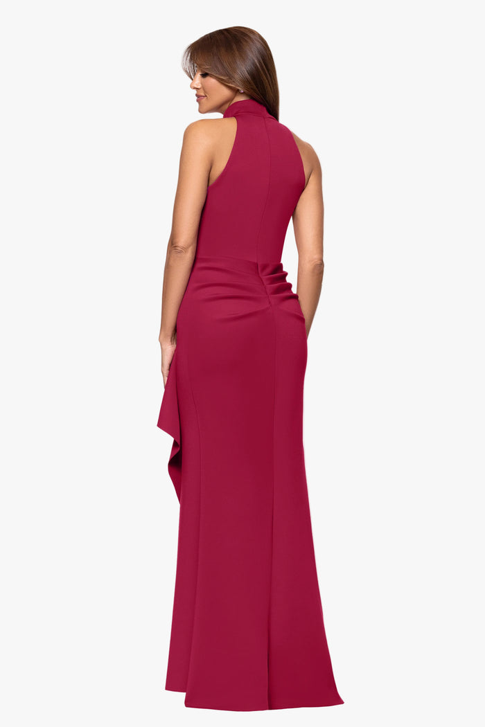 "Eden" Techno Scuba Mock Neck Ruffle Dress