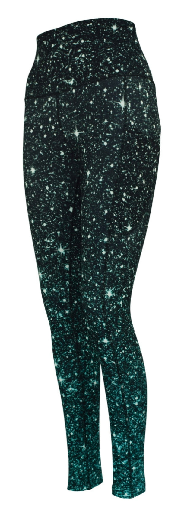 Emerald green fade cosmos leggings with sparkle effect and deep side pockets