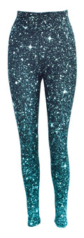 Emerald Cosmos sparkle effect leggings with green fade and cosmic star pattern