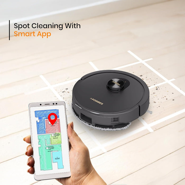 Eureka Forbes SmartClean Home Mapping Turbo, 7000Pa HyperSuction Robotic Vacuum Cleaner | LiDAR 3.0 & Quick Home Mapping | Wet Mopping | 3-Hour Run Time | Smart App Control | Voice Control - Unboxify