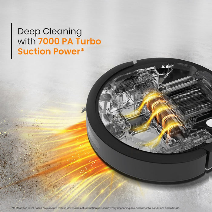 Eureka Forbes SmartClean Home Mapping Turbo, 7000Pa HyperSuction Robotic Vacuum Cleaner | LiDAR 3.0 & Quick Home Mapping | Wet Mopping | 3-Hour Run Time | Smart App Control | Voice Control - Unboxify