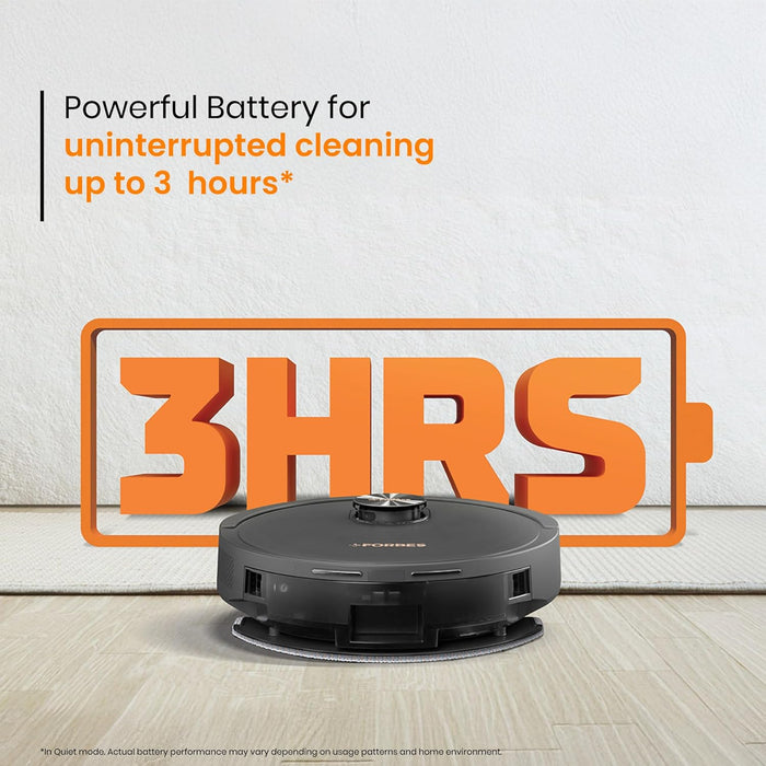 Eureka Forbes SmartClean Home Mapping Turbo, 7000Pa HyperSuction Robotic Vacuum Cleaner | LiDAR 3.0 & Quick Home Mapping | Wet Mopping | 3-Hour Run Time | Smart App Control | Voice Control - Unboxify
