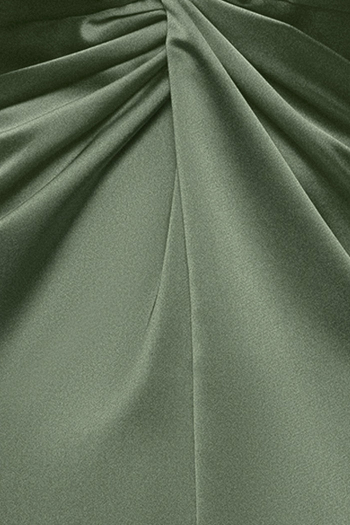 "Evelyn" Satin Short Sleeve V-Neck Tie Dress