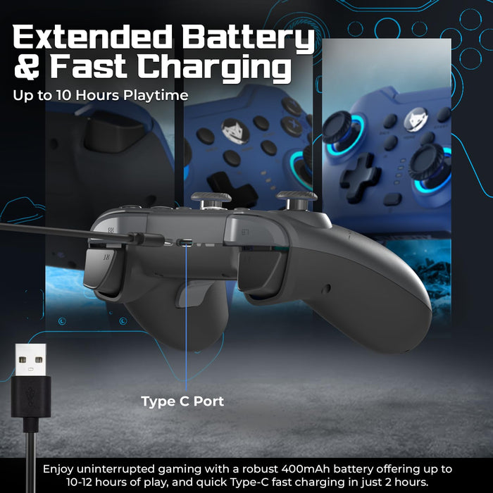 EvoFox Elite X2 Wireless Gaming Controller For PC with 1000Hz Polling Rate, Dual-Mode (2.4G & Type C), Hallsense™ Magnetic Hall 3D Joysticks & Triggers, EZ Click Macros, Dual Vibration Motors - Unboxify