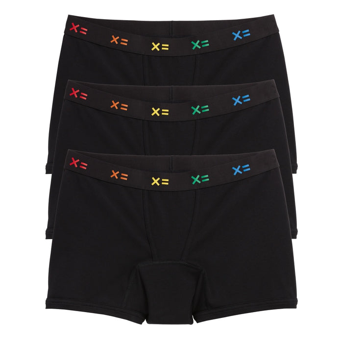 First Line Period 4.5" Trunks 3-Pack - Black X= Rainbow