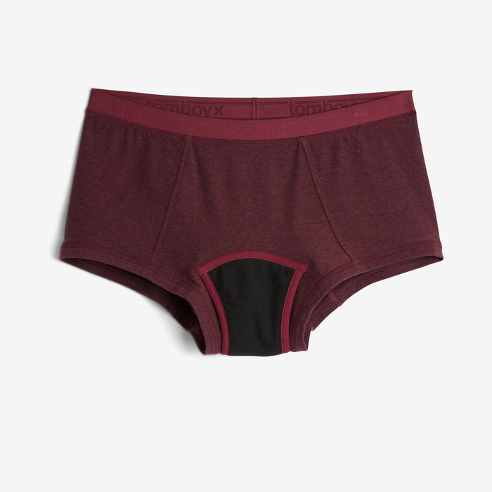 First Line Period Boy Shorts - Black Cherry Heather