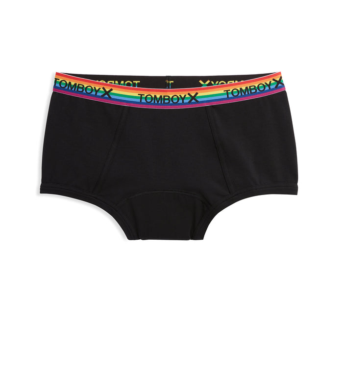 First Line Period Boy Shorts 3-Pack - Black Rainbow Logo