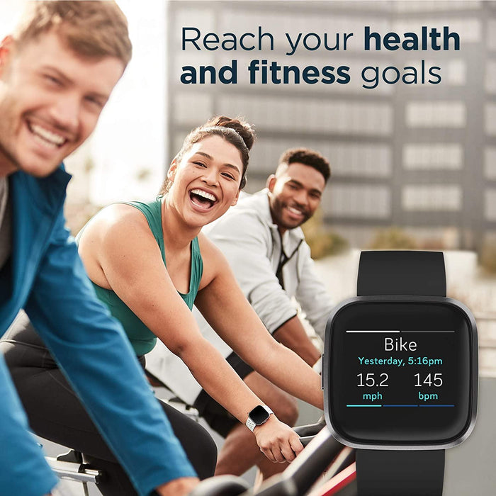 Fitbit Versa 2 FB507BKBK Health & Fitness Smartwatch with Heart Rate, Music, Alexa Built-in, Sleep & Swim Tracking (S & L Bands Included) - Grabgear.in