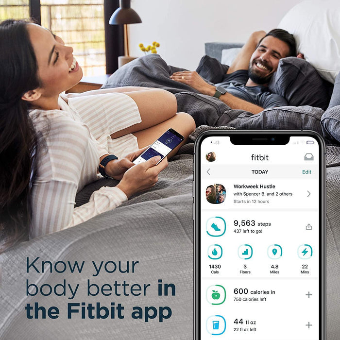 Fitbit Versa 2 FB507BKBK Health & Fitness Smartwatch with Heart Rate, Music, Alexa Built-in, Sleep & Swim Tracking (S & L Bands Included) - Grabgear.in