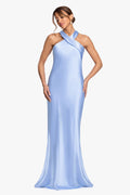 "Francesca" Satin Halter Tie Neck Dress
