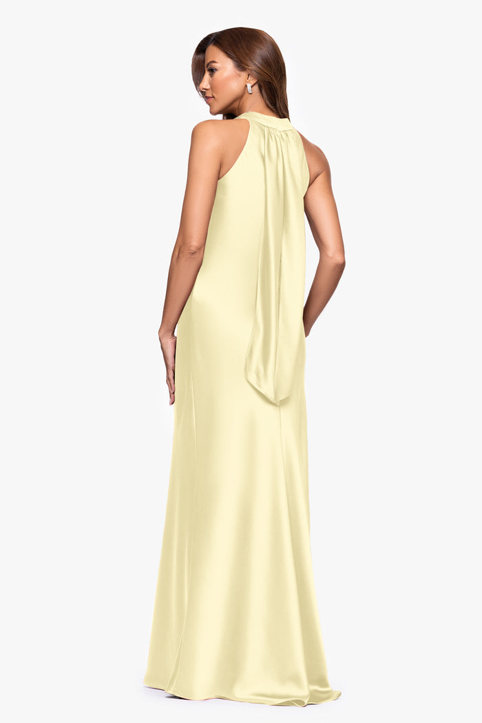 Butter “Francesca” Satin Halter Tie Neck Dress, back view