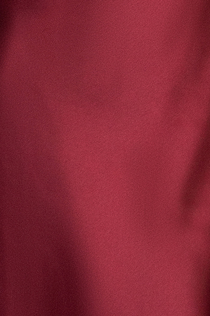 Wine “Francesca” Satin Halter Tie Neck Dress, satin fabric detail